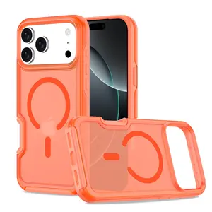 Fin for Magsafe Matte Armor Translucent Case for iPhone 17 Pro Max Air 16 15 14 13 Pro Max Plus Double Color Magnetic Hard Shockproof Cover
