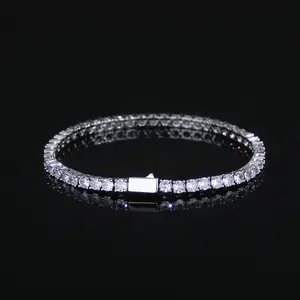 4mm Round Cut Tennis Bracelet for Men Women, Classic AAAAA+ Cubic Zirconia Hypoallergenic Bracelet, Simulated Diamond Tennis Chain Size 7-8 Inch