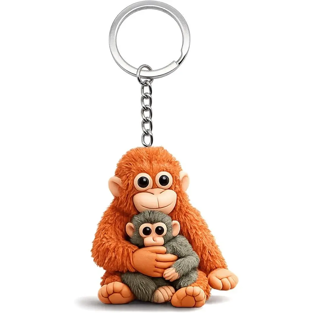 BloomWish S Punch The Monkey Keychain Cute  Plush Punch Monkey Keychain Purse Bag Charms Car Key Rings Accessories Gift of Love