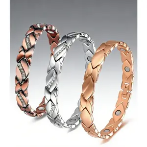 Retro detachable magnetic energy bracelet, alloy inlaid with moissanite, adjustable couple bracelet.