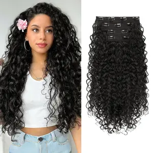 HMD Long Curly Synthetic Clip-In Hair Extensions for Women 20inch Natural Look Affordable Volume Boost Multiple Shades Available