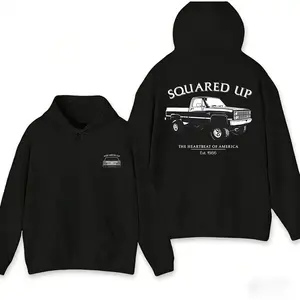 Vintage Vibe "Squared Up 1986 Chevy Silverado" Graphic  Hoodiefor Men, Classic Old School Chevy Truck Pullover, Retro Streetwear Hoodie, Perfect Gift for Him, Casual Biker-Inspired Hoodie