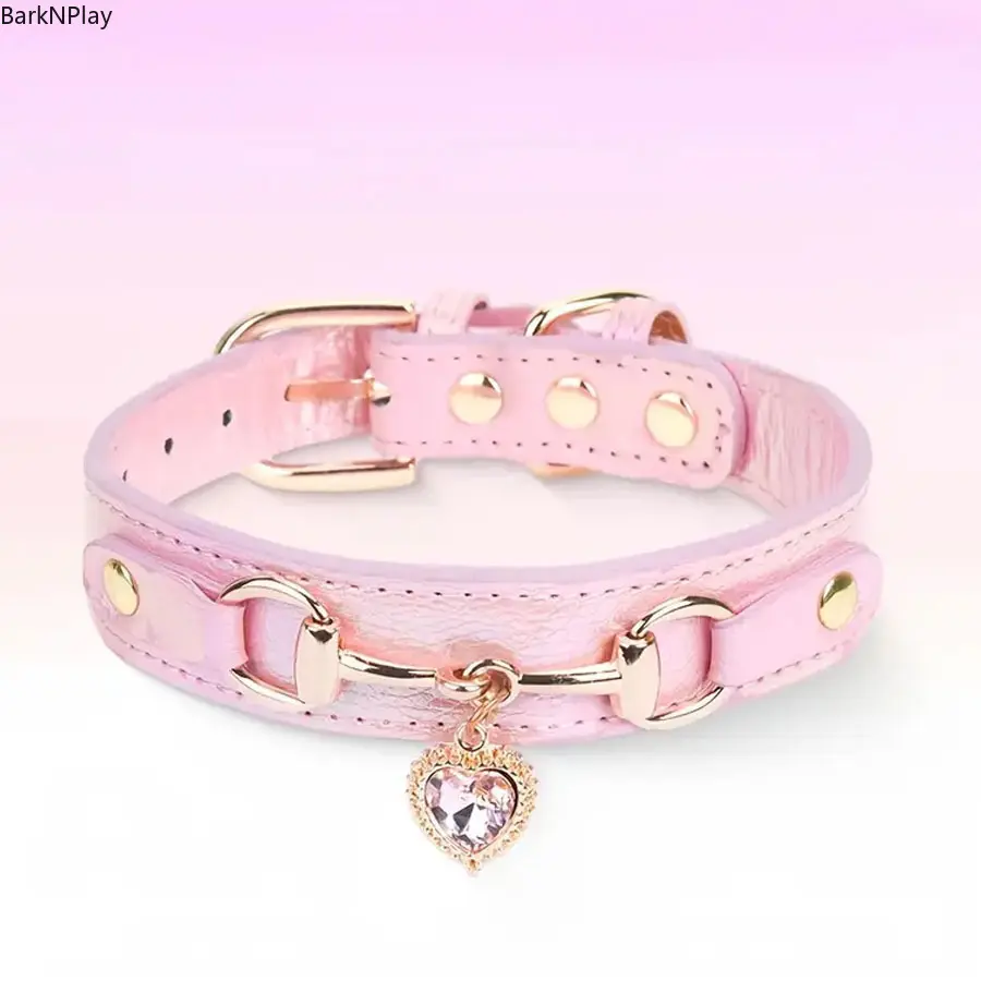 Holographic Luxury Leather Pet Collar - Waterproof Iridescent Plastic Cat Choker, Adjustable Metallic Design with Heart Kitten Charms & Twillies for Small-Medium Pets, Spring-Summer Photo Prop Gift (Bag Accessory Charm), Collars, Kitten Style Charms & Twi