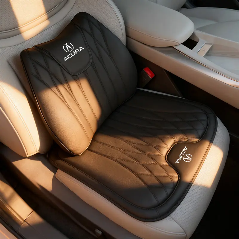Car Interior Seat Cover Breathable Leather Chair Back Cushion Lumbar Brace Pad Support Anti Slip Mat Accessories For Acura ADX RDX ZDX Integra NSX MDX TLX CDX ILX RLX TL RL Car Seat Cushions For Driving Car Seat Covers Car Seat Protectors