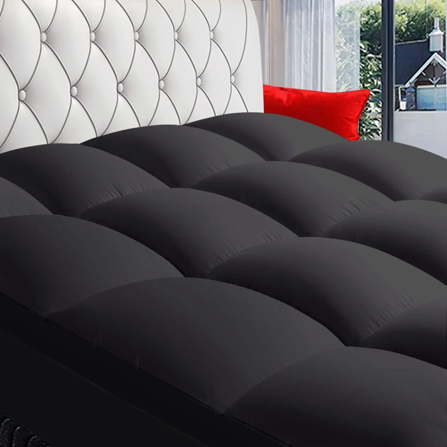 Queen Extra Thick Mattress Topper, Overfilled Pillow Top Pad for Back Pain Relief, Cooling Quilted Cover for Hot Sleepers, Soft Breathable Bedding Protector, Cooling Mattress Topper