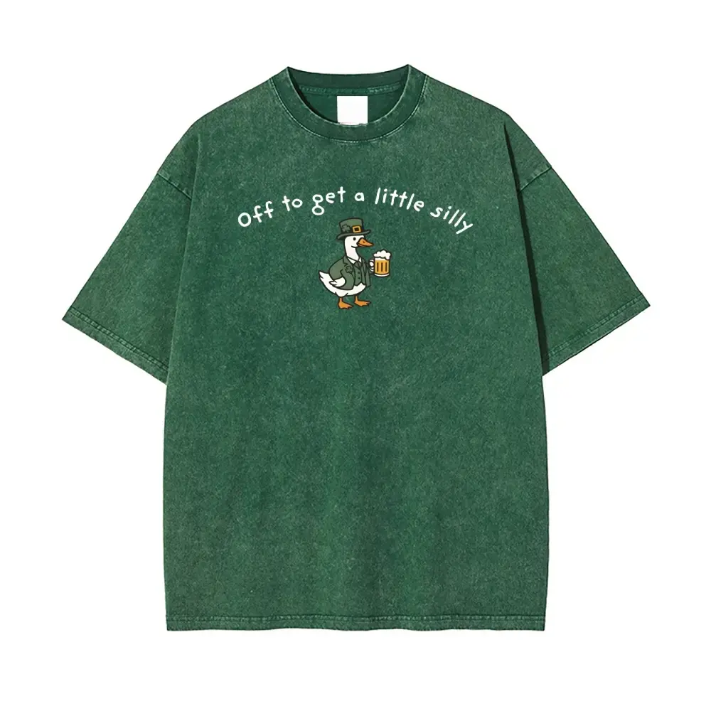 Shamrock Graphic T-Shirt for St. Patrick's Day, Unisex Vintage Washed Streetwear, Casual Short Sleeve Pull On Top, Machine Washable, Short Sleeves, Round Neck, Washed Fabric, Shamrock Print, Black-Washable Shirt, Grey-Washable Shirt