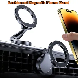N52 Magnetic Car Phone Mount For Magsafe, Self-adhesive Quick Install Hands-Free Navigation Dashboard Screen Front Windshield Mobile Cell Phone Holder Stand Mount, 360° Rotatable Universal Fits for 4.7-7" iPhone Samsung Smartphones