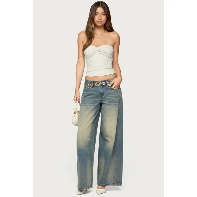 Washed Low Rise Baggy Jeans