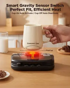 Coffee Mug Warmer for Desk 7 Temp Settings 1-12H Timer Auto Shut Off Smart Gravity Sensor and Electric Beverage Warmer for Coffee Tea Graphene Heating Technology Waterproof Easy-Clean Design