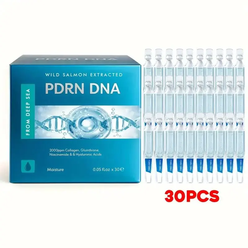 PDRN Salmon DNA Serum with Collagen, 6-Type Hyaluronic Acid - Korean Brightening Ampoule for Anti-Wrinkle, Skin Repair, Moisture - Sensitive Skin 30-Tube Set, Multiple-Effect Serums & Essences