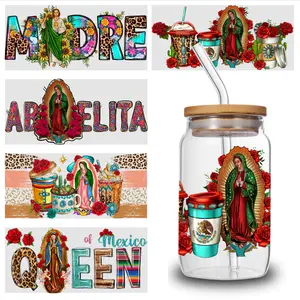 5 Sheets Virgin Mary UV DTF Stickers Inspiring Designs UV DTF Transfer Stickers for Glass Cups funny stickers Unicorn Religious Decoration Supplies