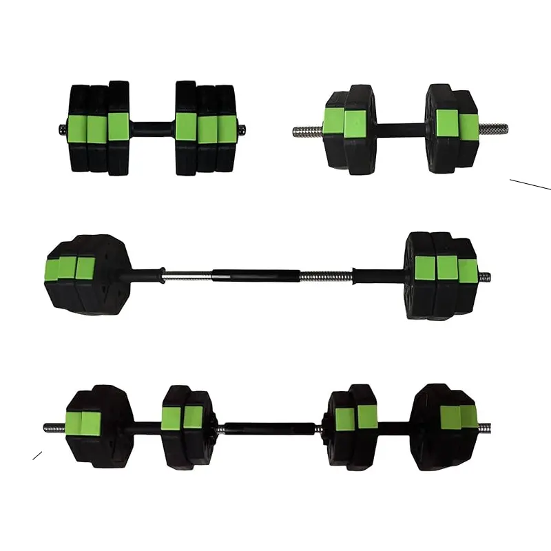 2 in 1 Adjustable Dumbbells Set, Weights 20kg/14kg, Free Weights Dumbbells Set with Iron Handles for Home Gym, Octagon Head,Green& Black