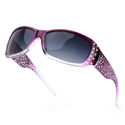 【Blinged Out Women's Polarized Casual Outdoor Sunglasses】Semi Rimless Rhinestone Sparkle Frame, UV400 UV-Protection Lens, Comfortable Nose Pads, Glare-Cut, Stylish Fashion Accessory for Driving, Fishing