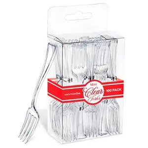 Clear Mini Forks 4 Inch (100-Count) Disposable Plastic Appetizer Fork for Cocktail Hour, Dessert Forks for Wedding Reception, Small Clear Forks for Food Samples, Charcuterie Forks for Holiday Parties