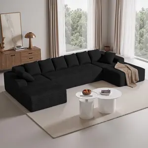 【3 Packages shipping】131'' U Shaped Sectional Couches with Chaise Lounge, No Assembly Required Deep Seat Modular Cloud Sofa for Living Room 1PCS, Bedroom
