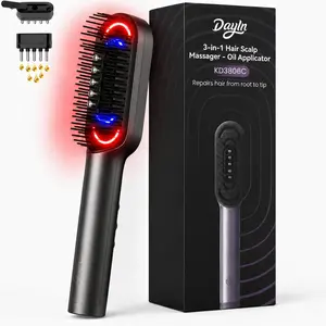 Premium Quality, Insanely Cheap! DayIn 3-IN-1 Electric Scalp Massager Hair Oil Applicator, Cordless Vibration Head Massager,  Waterproof  Red Light Hair Brush, Deep Clean Comb for Home & Travel Scalpmassager