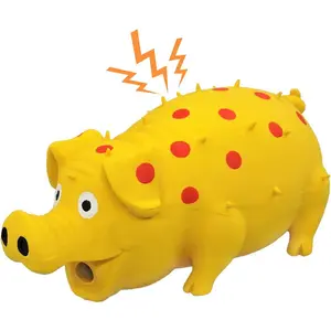 Squeaky , Dots Latex Dogs  Toys with a Oinks Sound Squeaker Grunting Pig   Durable Self Play 8" Dogs Squeeze  for  Biting Chasing to  Boring Time (Yellow)