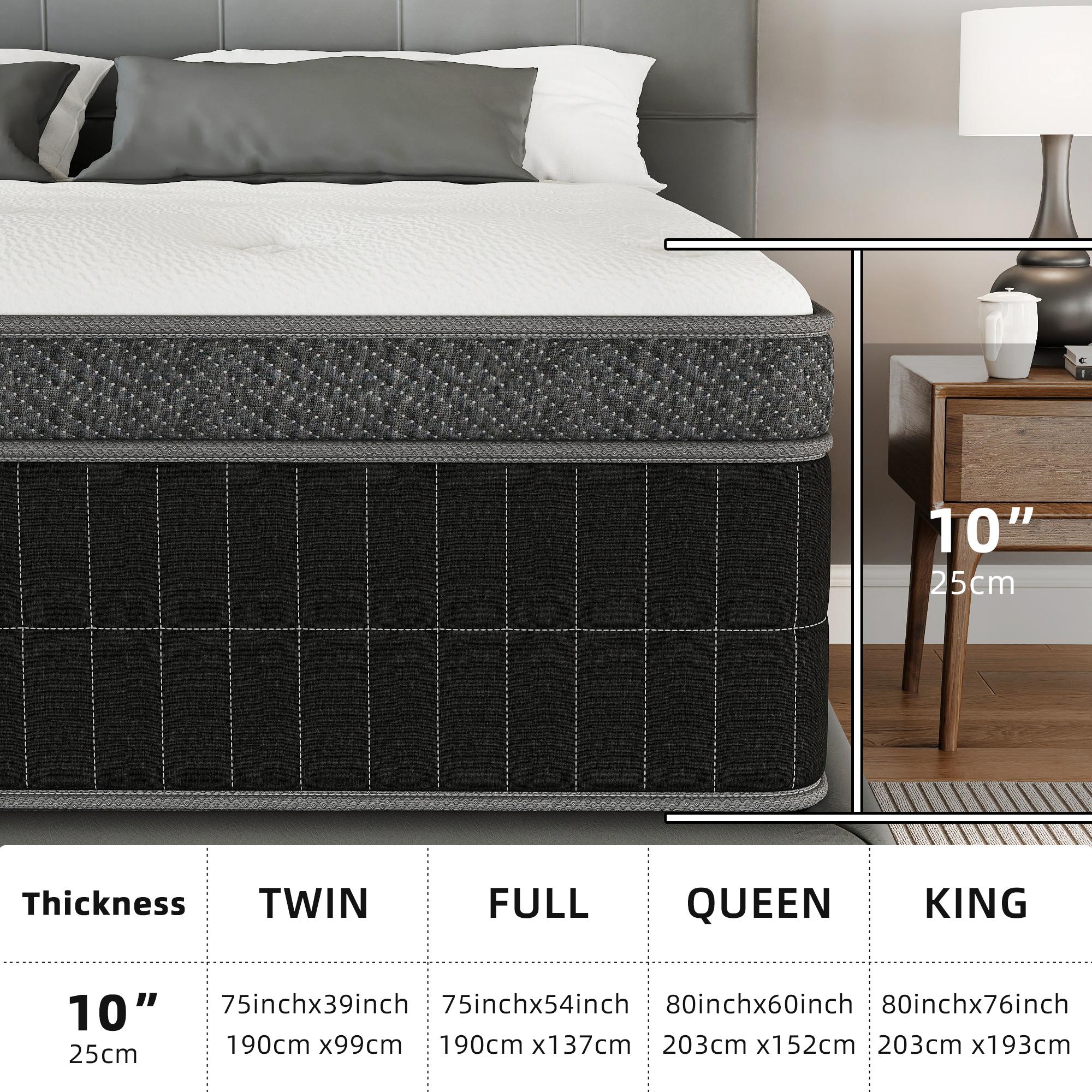 Medium Firm Hybrid Mattress in a Box Cooling Memory Foam Motion Isolation Edge Support Upgrade Your Sleep (Twin/Full/Queen/King)