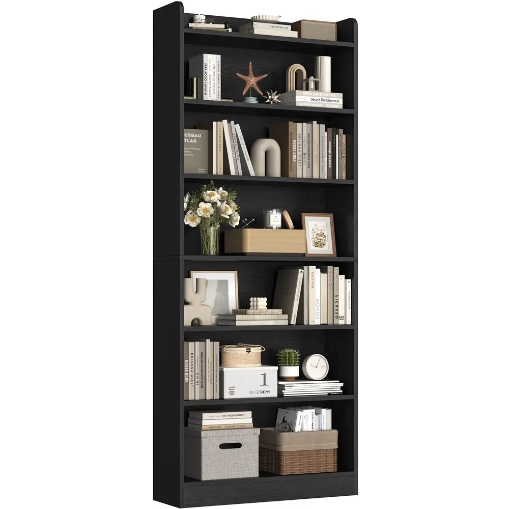 Costoffs Modern 7-Layer Open Shelf Bookshelf - Particle Board Office Furniture with Adjustable Shelf, Tall Room Storage for Study & Home Office, Books & Small Room Organization Solution