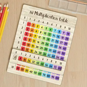 Multiplication Table Composite Wood Board, Ideal for Math Classrooms & Back-To-School Gifts, Multifunctional Wooden Craft, Natural Wood Design, Visual Learning Tools