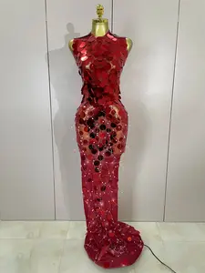 Natalia Sparkly Sequin Mesh Maxi Dress