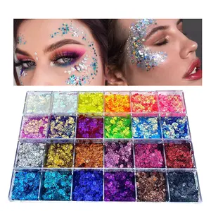 Electric Bliss Beauty - 24 Color Pro Pallet - Chunky Glitter Gel - Holographic Body Glitter Gel for Body, Face, Hair - Vegan & Cruelty Free