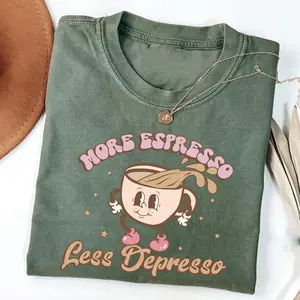 More Espresso Less Depresso Shirt, Vintage Funny Coffee Shirt, Retro Graphic Tee, Espresso Shirt, Mental Health Tee