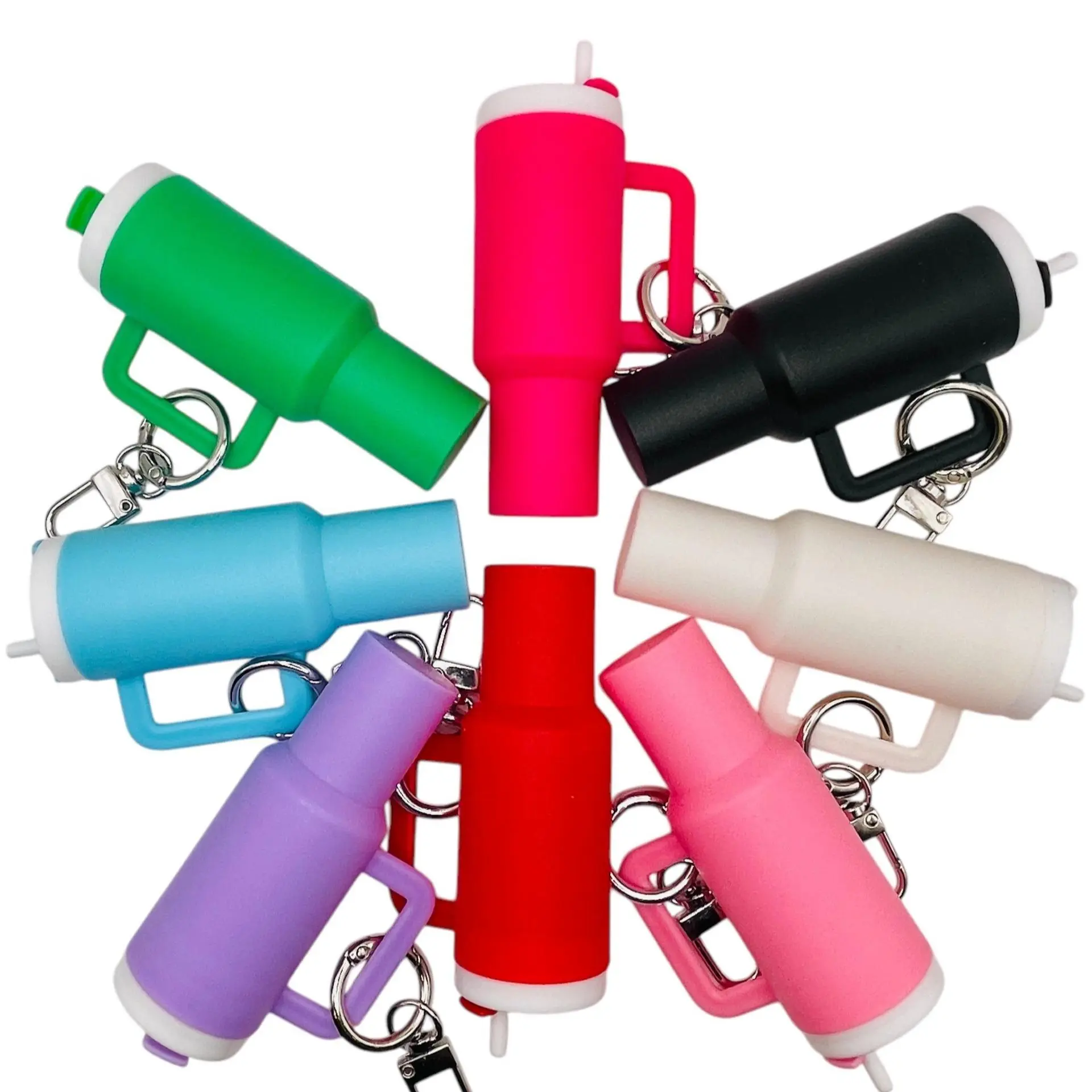 Mini Tumbler Cup Keychain with Removable Lid | Chapstick & Lipstick Holder | Cute Backpack & Purse Accessory Keyrings