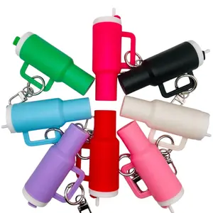 Mini Tumbler Cup Keychain with Removable Lid - Chapstick Holder, Perfect for Backpacks, Lipstick, and Key Accessories.