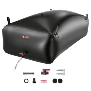 VEVOR Water Storage Bladder, 264.2 Gal Collapsible Water Storage Bag, Wear-Resistant 1000D PVC Soft Waters Bag, Leakproof Camping Tank Containers for Garden Irrigation RV Emergency Use, Black