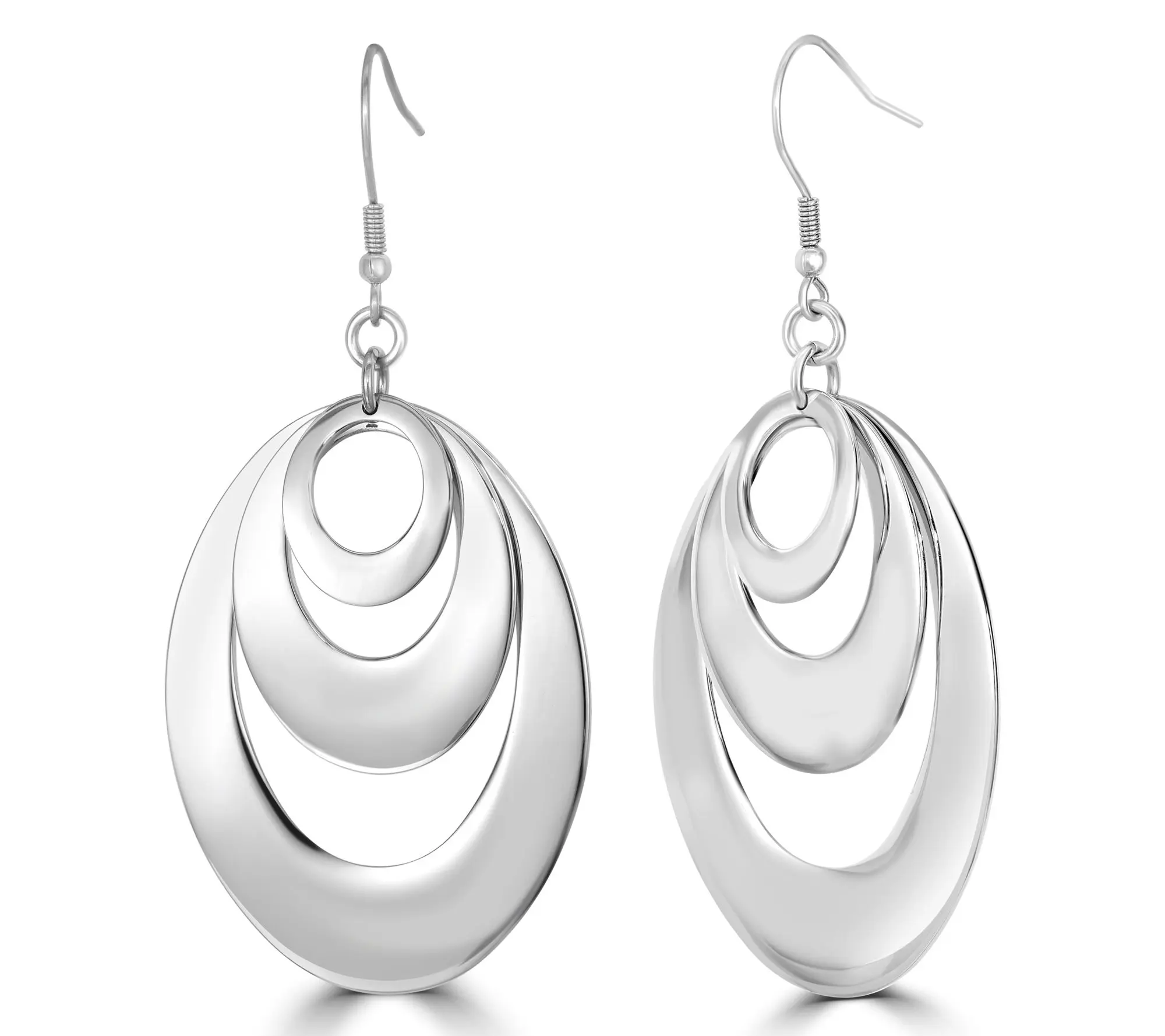 Steel by Design Graduated Multi-Oval Dangle Earrings
