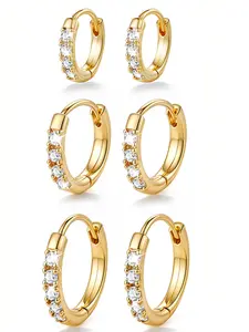 3-pair earrings set, Fashionable and elegant earrings, sparkling accessories for women,mothersday gifts, earrings for women, jewellery, accessories for women,Casual Trendy Jewelry Set,birthday gifts for gf,14k gold-plated