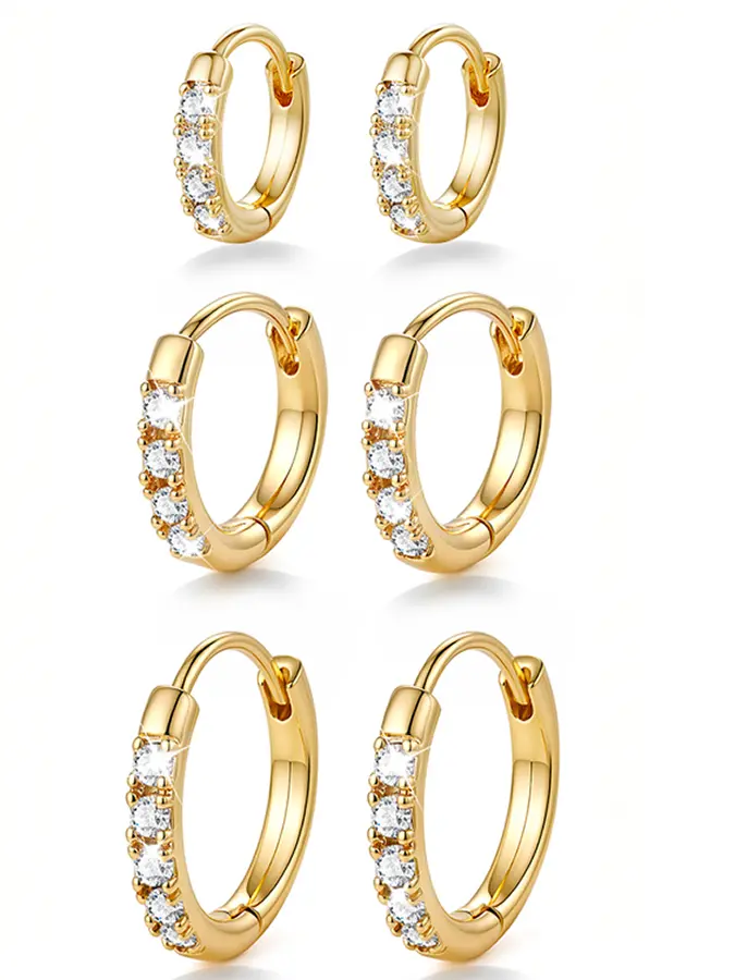 3-pair earrings set, Fashionable and elegant earrings, sparkling accessories for women,mothersday gifts, earrings for women, jewellery, accessories for women,Casual Trendy Jewelry Set,birthday gifts for gf,14k gold-plated