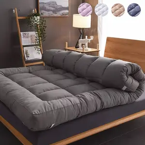 Soft Quilt Feather Mattress Topper Fitted Cooling Breathable Bed Protector Washable for College Dorm & Guest Room All Season Comfort