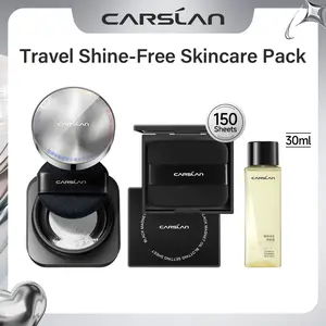 CARSLAN Summer Travel Shine Free Skincare Makeup Kit, Black Magnet Soft Focus Make-up Powder+Oil Blotting Setting Sheet(150 Sheets)+Purifying Cleansing Oil(30ml)