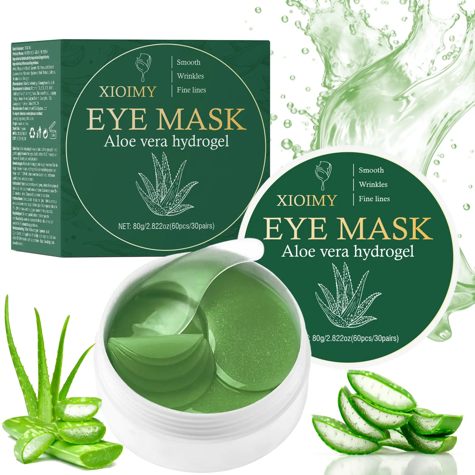 120pcs Natural Aloe Vera Moisturizing Hydrating Eye Mask, Hydrating Eye Care, Minimize Dark Circles, Reduce Wrinkles/fine Lines, Smooth & Hydrated Eyelid Skin