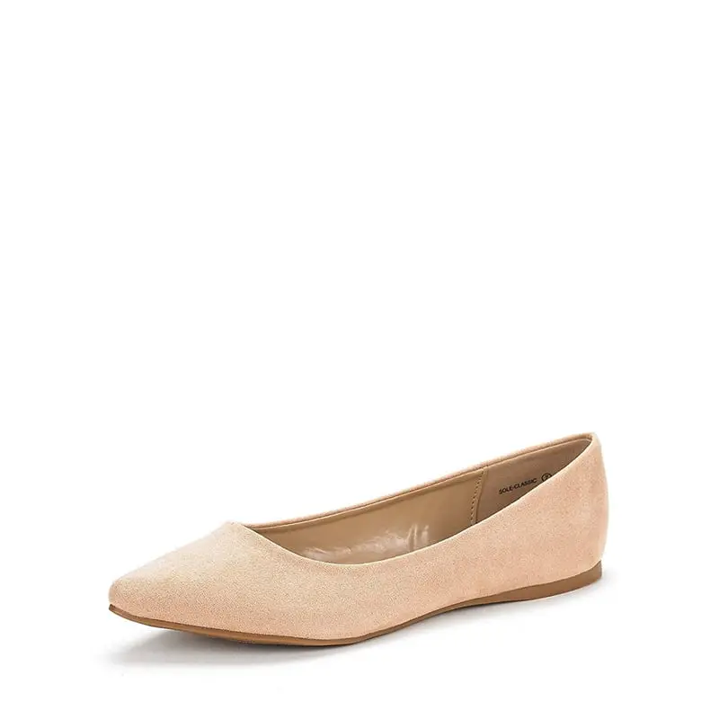 Dream Pairs Women's Pointed Toe Monochromatic Low-Profile Slip-On Soft Sole Flats - 0.15in Heel Ballet Footwear with Ultra-Soft Lining, Latex Bed, Rubber Components for All-Day Casual Wear Comfort