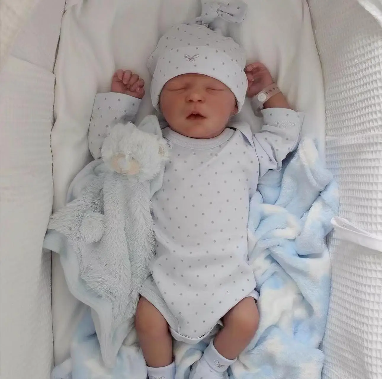 20-inch lifelike reborn baby doll, realistic soft silicone vinyl newborn baby boy plush, handmade collectible gift suitable for children and collectors (birthday/Christmas present)