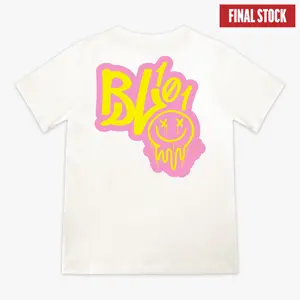 Retro Graffiti Lightweight Youth Tee - Pink/Yellow