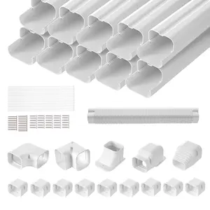 VEVOR Mini Split Line Set Cover 3-inch W 17.7Ft L,  , PVC Decorative Pipe Line Cover For Air Conditioner with 10 Straight Ducts & Full Components Easy to Install, Paintable for Heat Pumps, White