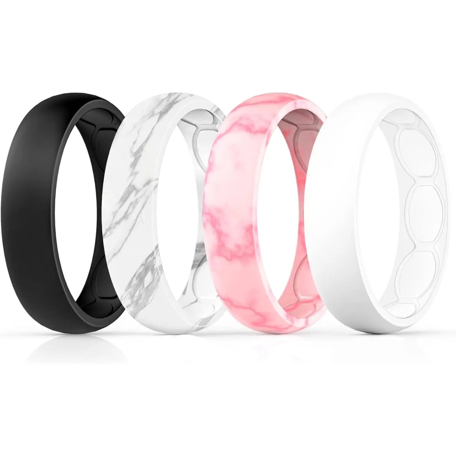 Mothers Day Gift Breathable Designed Silicone Wedding Ring for Women, 5.7mm Silicone Rubber Band, Durable Wedding Ring Replacement, Comfortable fit, Skin Safe