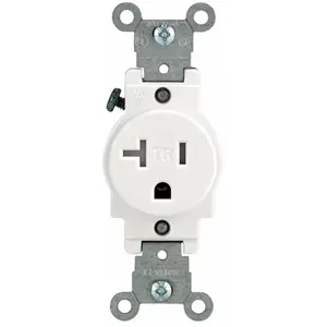 Leviton Mfg  20 Amp White Single Power Tamper Resistant Outlet