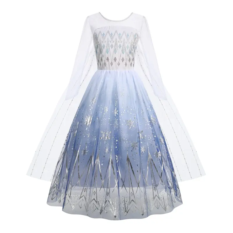Frozen 2 Elsa & Anna Twin Princess Dresses 2024| Glitter Tulle Snowflake Stage Gowns| Christmas Pageant Costume for Girls 3-12 Years