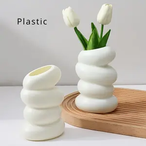 New Plastic Flower Vase, Creative Floral Container, Home Decor Ornament, Spiral Shape Vase, 1pc, Ideal for Home Decoration