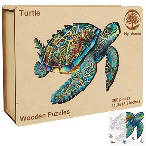 Mys Aurora Wooden Jisaw Puzzles Sea Turtle Jigsaw Puzzle 200/300/1000 Pieces 3D Wooden Puzzle with Unique Animal  Shape for Adults and Kids Crafts Animals，Chirsmas gift，BFCM gift for your family