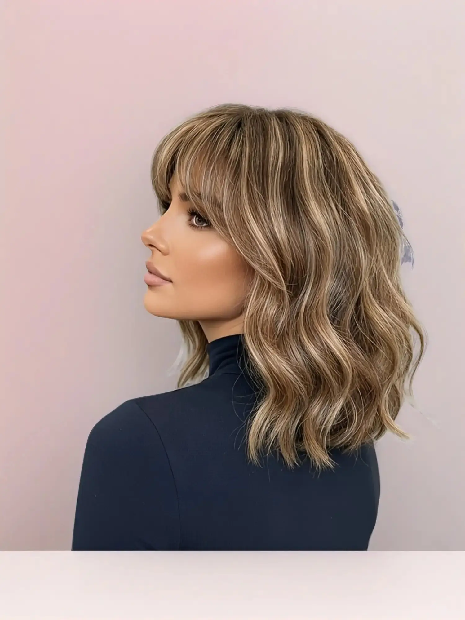 16-Inch Camel Gold Wave Wig, Lightweight Breathable Hairpiece, Suitable for Daily Wear, Parties, Holidays, Various Skin Tones, Party Wig, Wavy Wig, Synthetic Wavy Wig