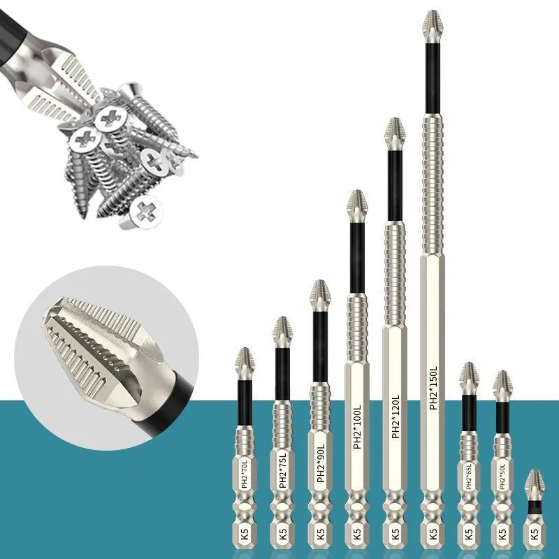 K5 Anti Slip Bit, K5 Impact Resistant Non Slip Bit, High-Magnetic Screwdriver Drill Bits, Strong Magnetic Durability Screwdriver Drill Bits Set, Lifesparking Drills Bits (6pcs)