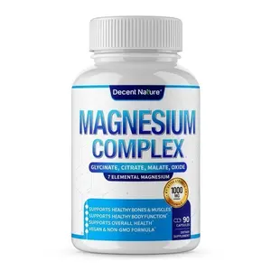 Magnesium Complex 1000mg Made with 7 Elemental Magnesium, Chelated for Easy Absorption for Bones, Muscle, Recovery, Energy, Vegan Non-GMO,90 Capsules