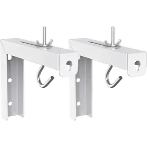 Universal Projector Screen Ceiling Mount, Wall Hanging Mount L-Brackets, 6 Inch Adjustable Extension with Hook Kit, Perfect Projector Screen Placement Hold up to 66 Lbs (PSM001-W), White