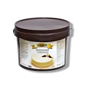 Vizyon Chococover Ivory Chocolate Ganache Sauce (13.23 lbs / 6 kg) - Dual-Purpose Coating & Filling Base
